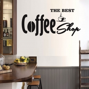 برچسب دیواری coffee shop دیزاین کافه ،کد 1090