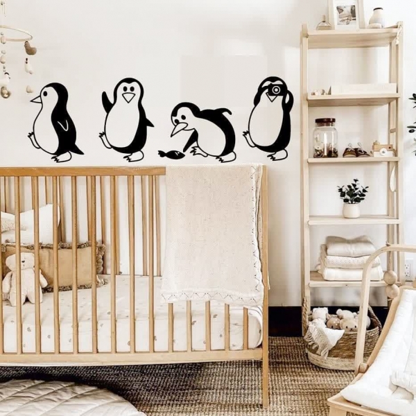 برچسب دیواری  اتاق کودک طرح پنگوئن ها ، کد 983