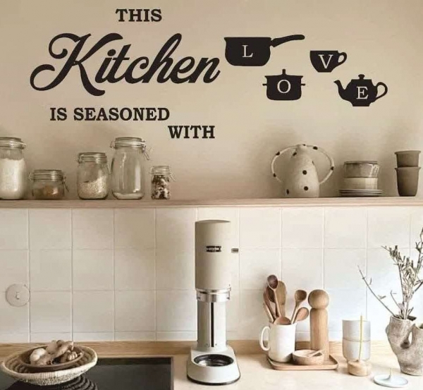 استیکر دیواری this kitchen seasoned with love ،کد 949