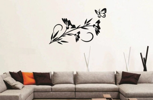 استیکر دکوراتیو پروانه و شکوفه، کد 125