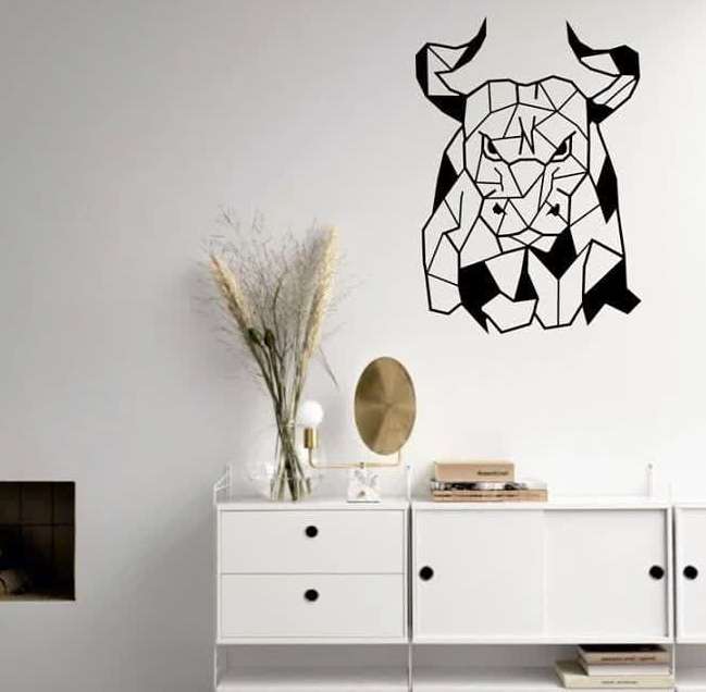 طرح گاو کابوی، برچسب دیواری کابوی ، برچسب دیواری گاو وحشی ، تابلو گاو باز