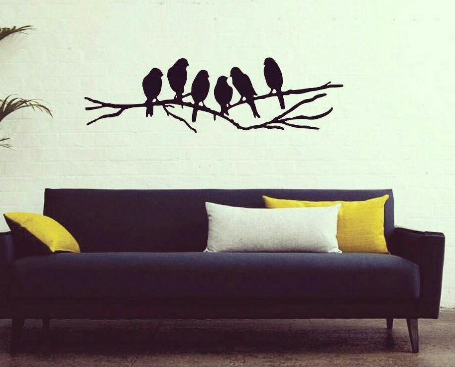 برچسب دیواری طرح پرنده ،استیکر چوبی شاخه پرنده ،ایده دکوری با شاخه پرنده