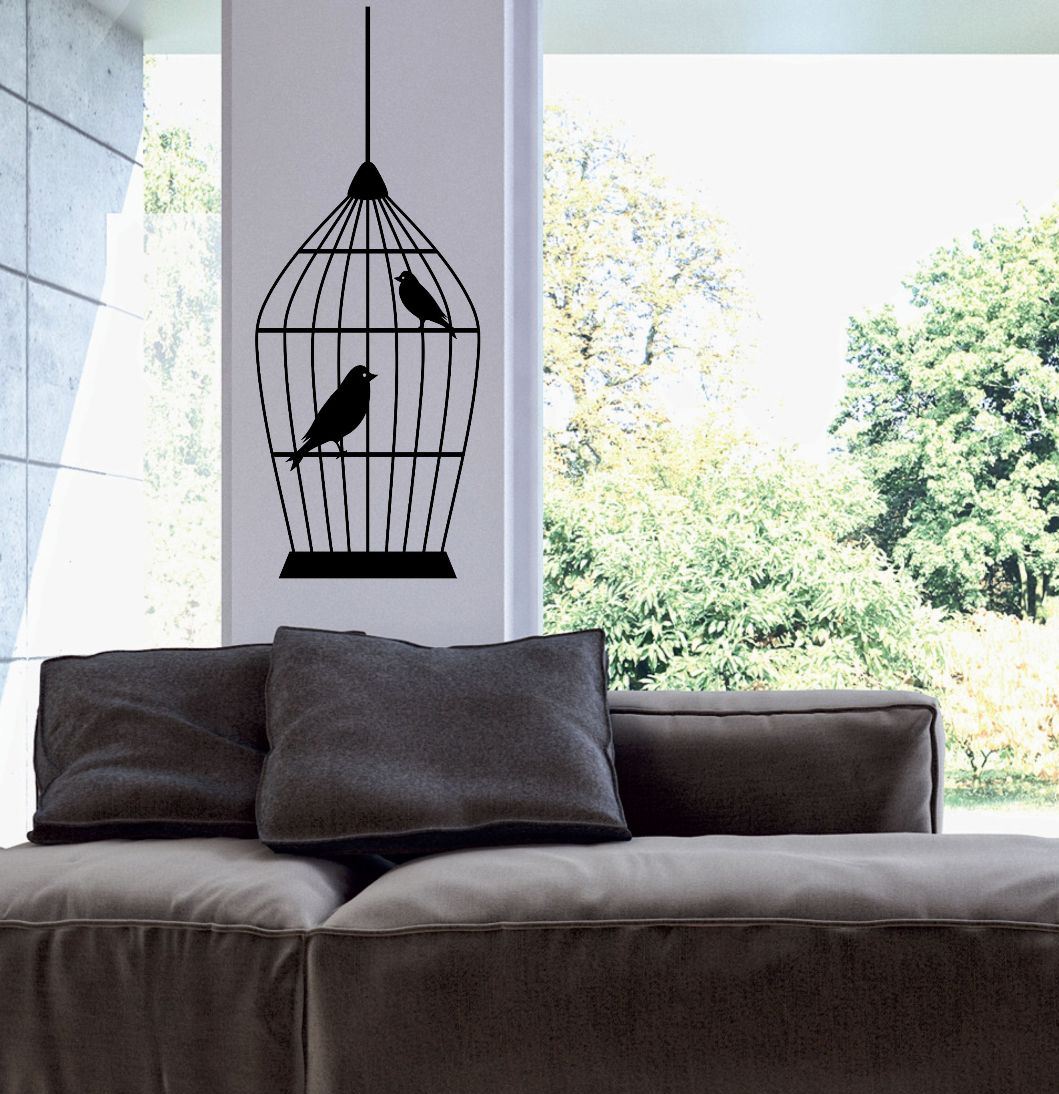 استیکر چوبی قفس پرنده ،تابلو دیواری با طرح قفس پرنده ،انواع قفس دکوری پرنده