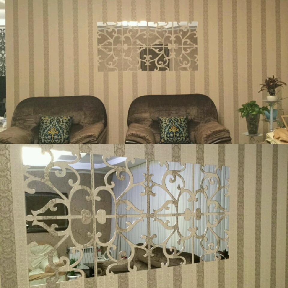 پازل های آینه سالن پذیرایی تایل آینه شیک مناسب اتاق منزل عروس طرح ماهور