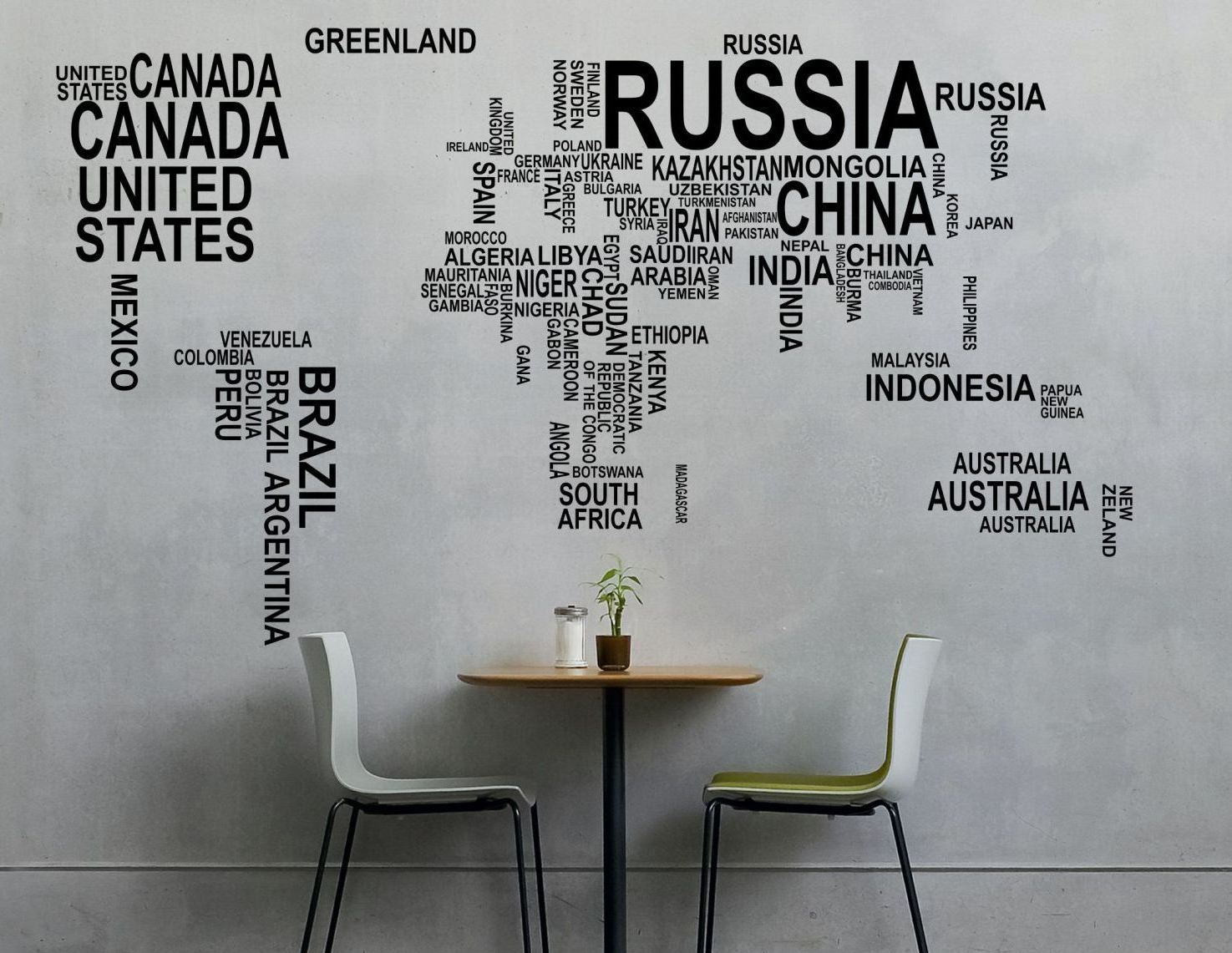 نقشه سیاسی کشورها شیک برای اتاق مدیریت دیزاین داخلی بازگانی ، دکور شیک برای موسسه مهاجرتی