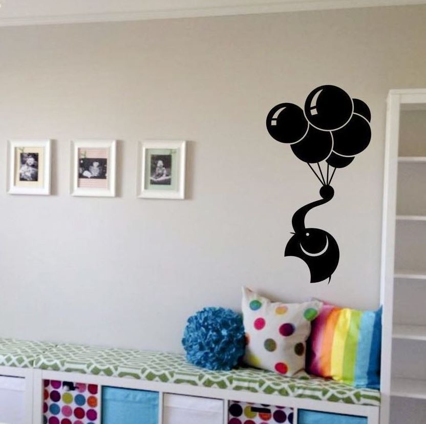  ،تابلو دیوارکوب اتاق نوزاد طرح برچسب دیواری فیل و بادکنک ها ماسب اتاق کودک