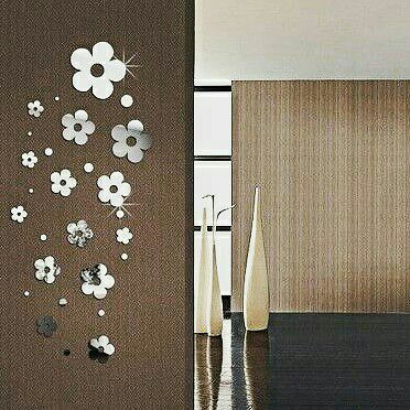 استیکر دیواری مدل شکوفه های بهاری از جنس آینه پلکسی گلس طلایی