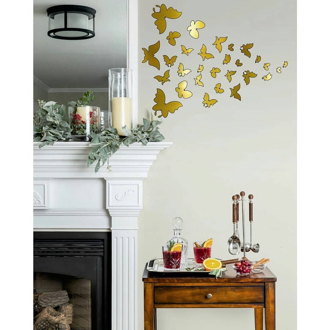 برچسب دیواری پروانه  طلایی پشت چسبدار قابل شستشو خرید استیکر پروانه ای