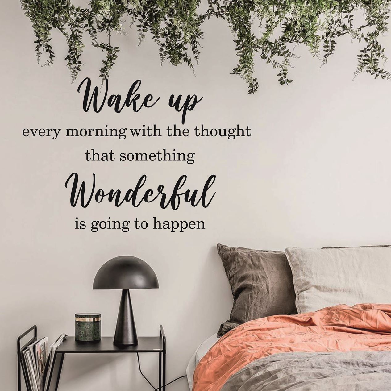 تابلو دیواری ایده دکوری برای ایجاد انگیزه صبحگاهی تابلو بالای تخت خواب wake up