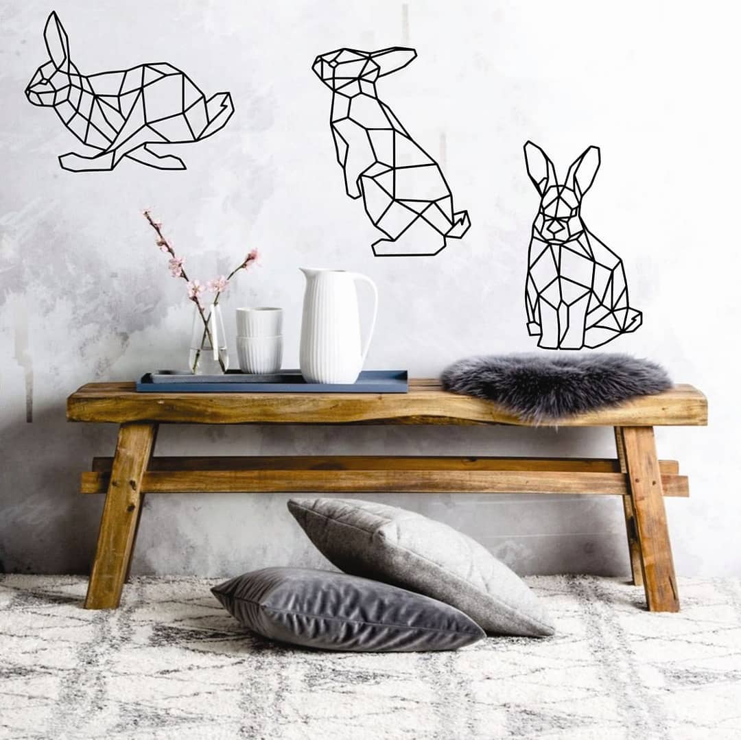 خرید دیوارکوب طرح خرگوش اوریگامی طرح خطی از خرگوش مراحل پریدن جهش خرگوش