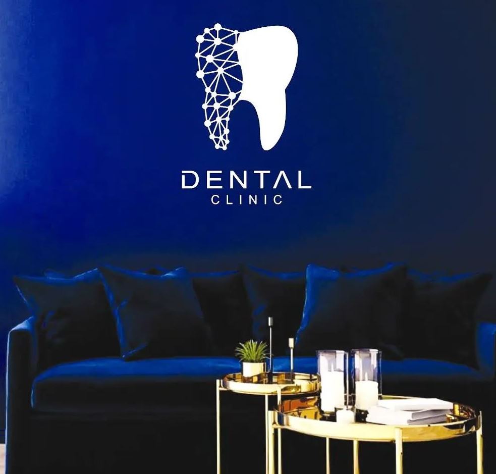 تابلو ورودی درمانگاه کلینیک دندان مطب دندانپزشکی دکوری طرح هندسی ساختار دندان