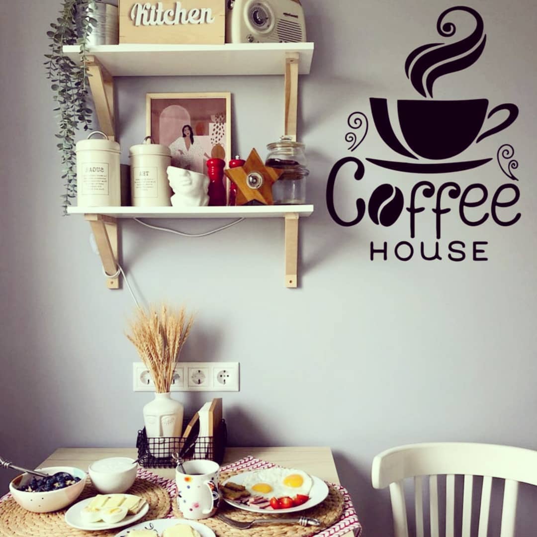 coffee house ایده های جدید برای تغییر دیزاین کافی شاپ مدرن با استیکر قهوه ساز چای