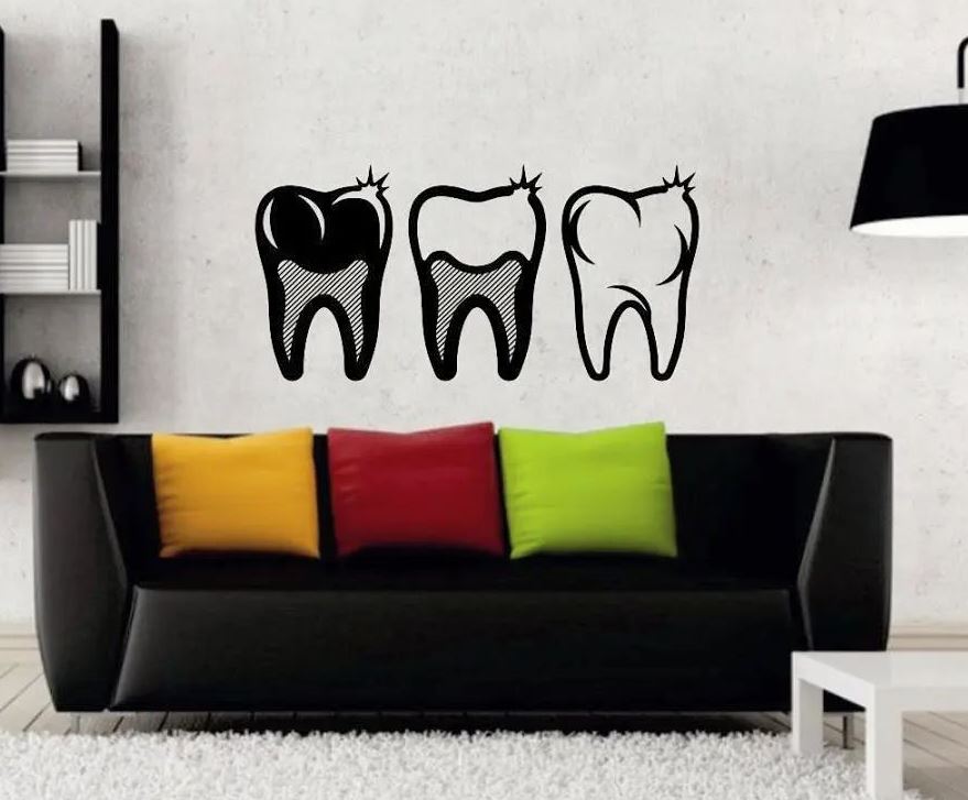 تابلو نفاشی مفهومی برای مطب دندانپزشکی دیزاین دیوار خاص برای کلینیک دندان