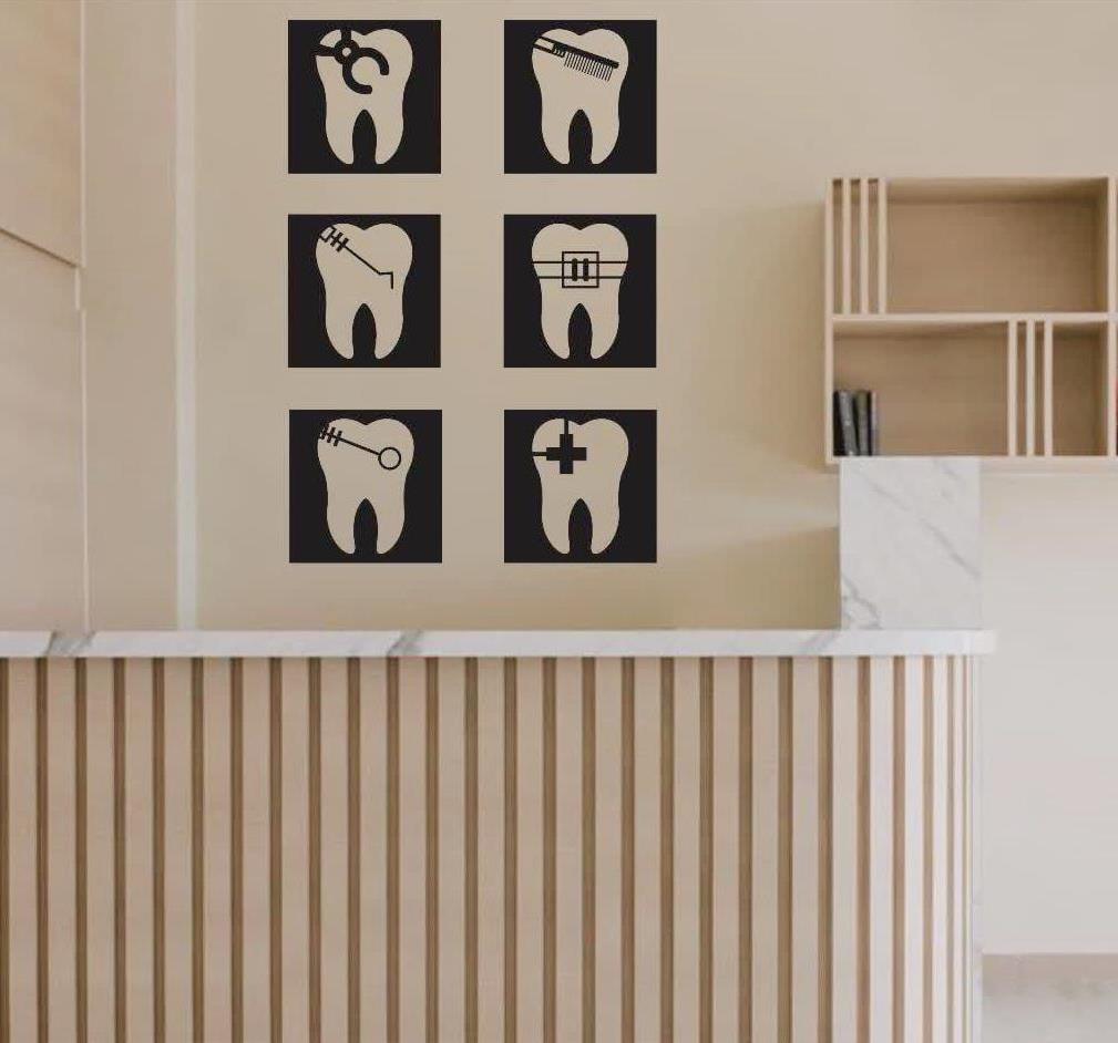 خرید دکوری شیک قاب کلاسیک برای مطب دندانپزشکی دیزاین دیوار خاص برای کلینیک دندان