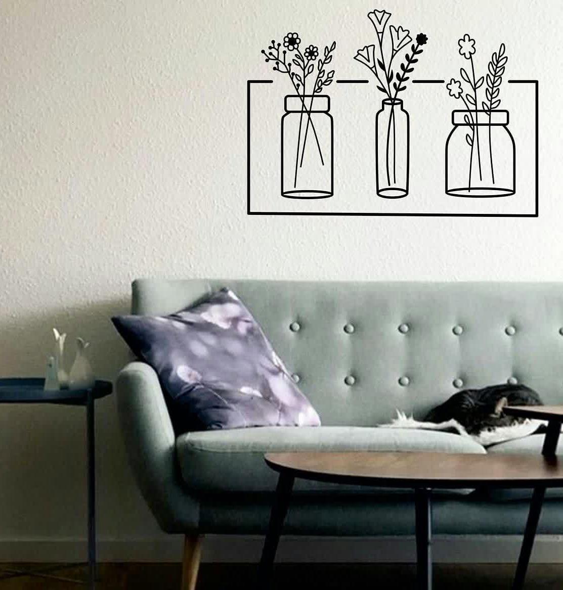 برچسب دیواری گل و گیاه خوشگل ، استیکر چوبی مینیمالیزم گل و کیاه  آپارتمانی  