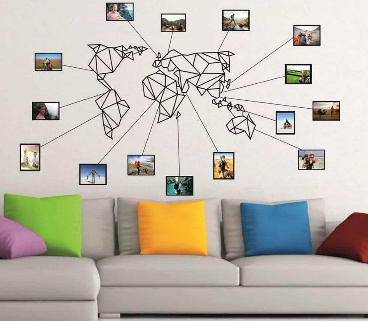 تابلو دکوری شیک نقشه جهان برای دیزاین شرکت گردشگری ، برچسب دیواری گردشگری
