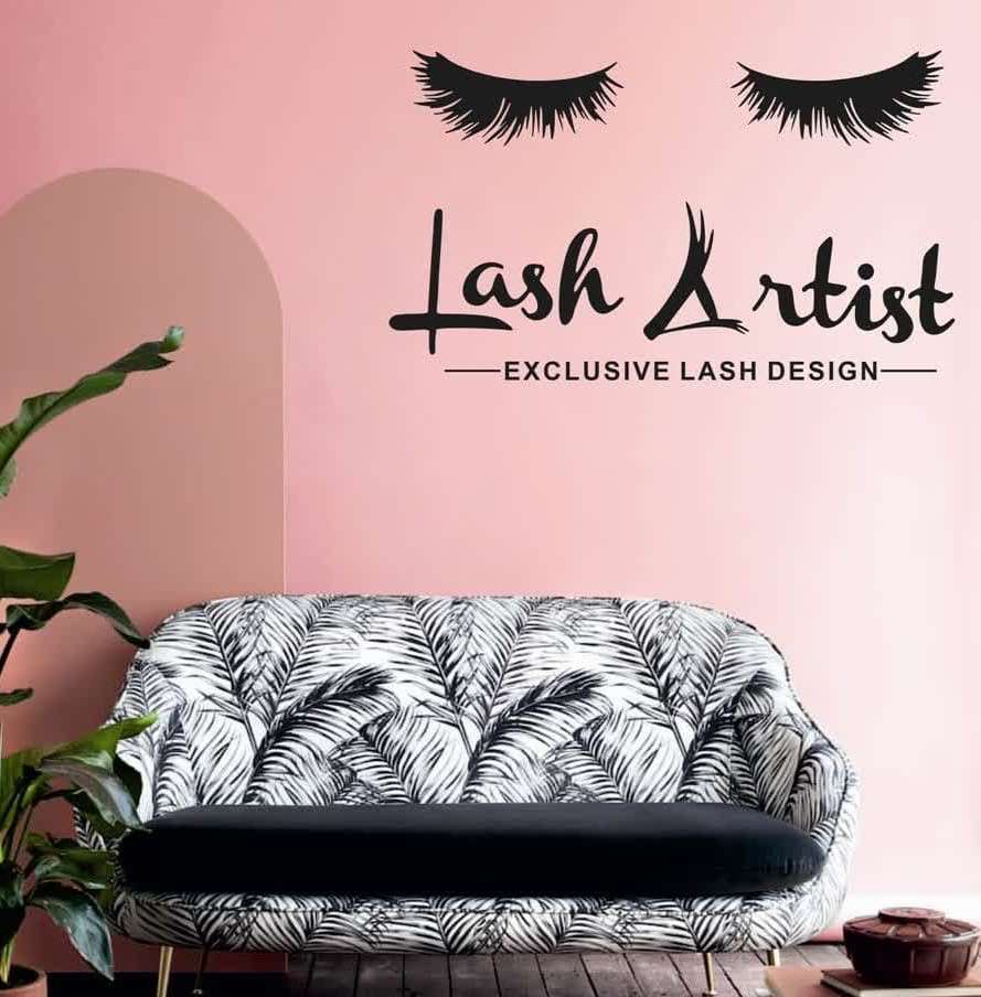 استیکر دیواری LASH ARTIST  برچسب دیواری کاشت مژه و ابرو ، تابلو ابرو و مژه چوبی