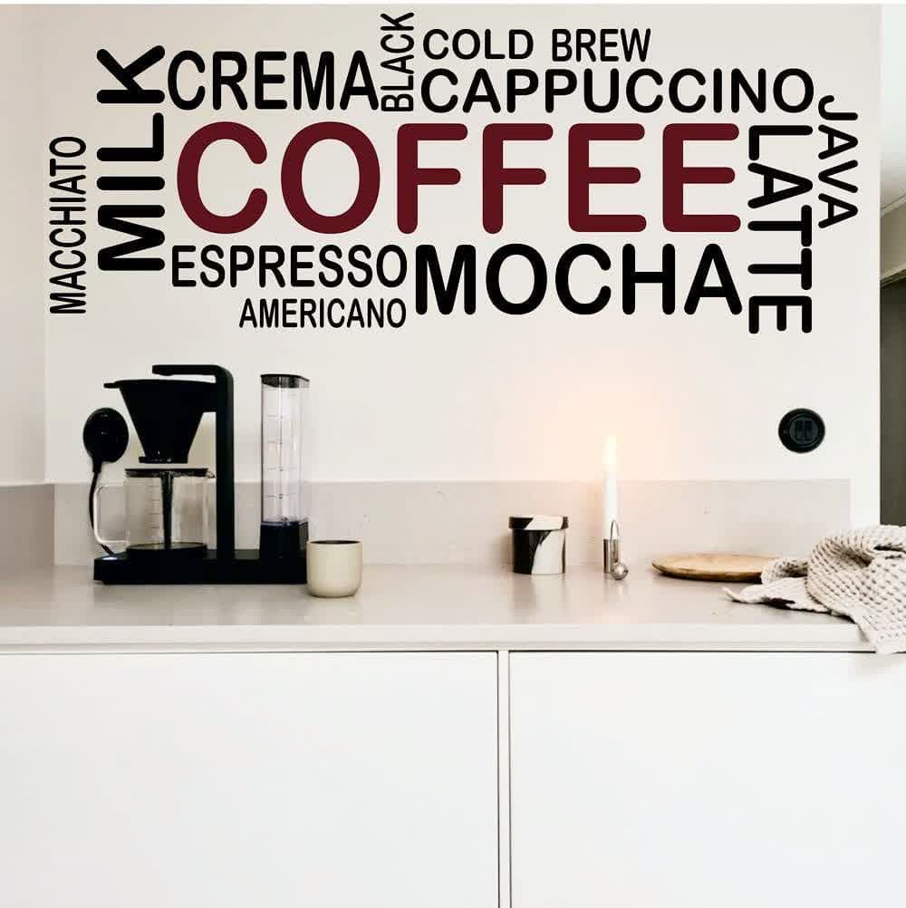 برچسب دیواری کافی شاپ ، برچسب دیواری قهوه فروشی ، تابلو جملات کلمات قهوه و کافی