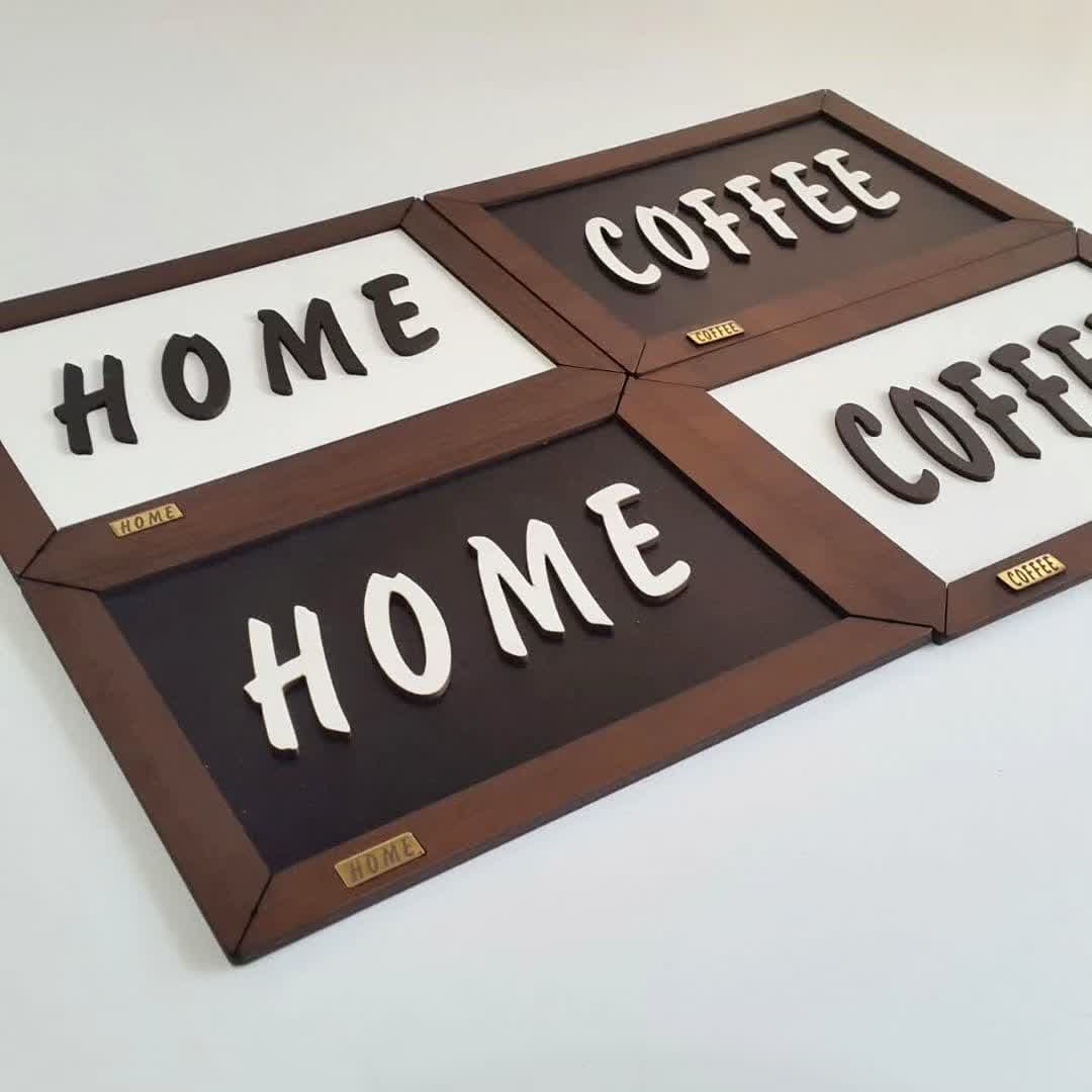 تابلو دکوراتیو چوبی تابلو هوم home  تابلو کیچن kitchen  تابلو کافی coffee 