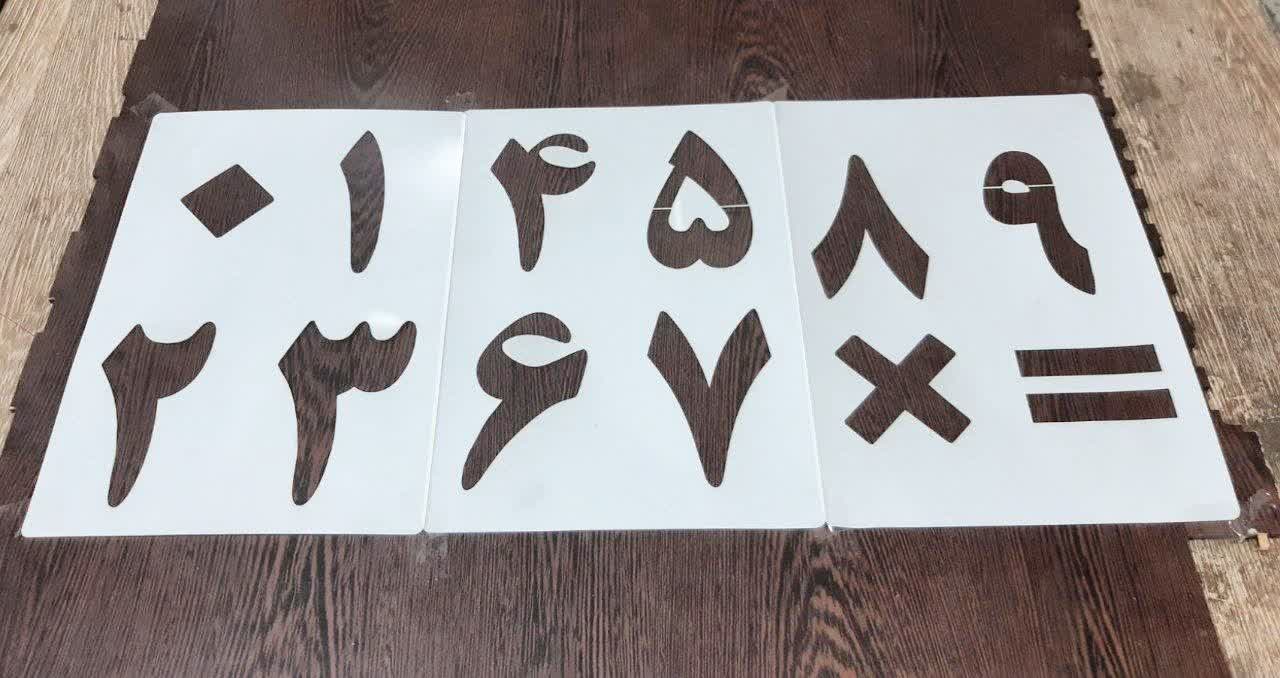 شابلون اعداد فارسی و انگلیسی ، شابلون ساده برای مدرسه ، شابلون حروف الفبا